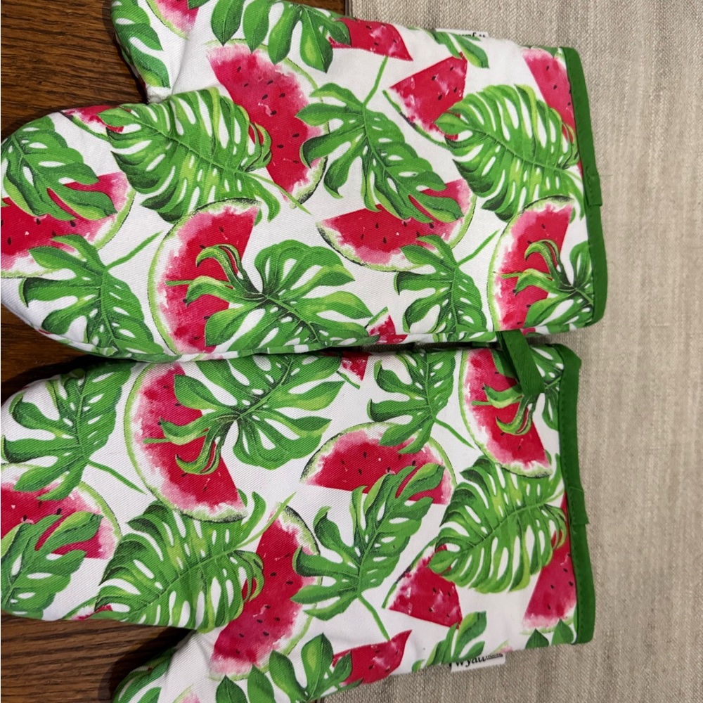 Tropical Leaf and Watermelon Oven Mitts